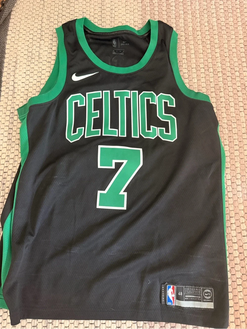Nike Black and Green Celtics #7 Jaylen Brown Jersey